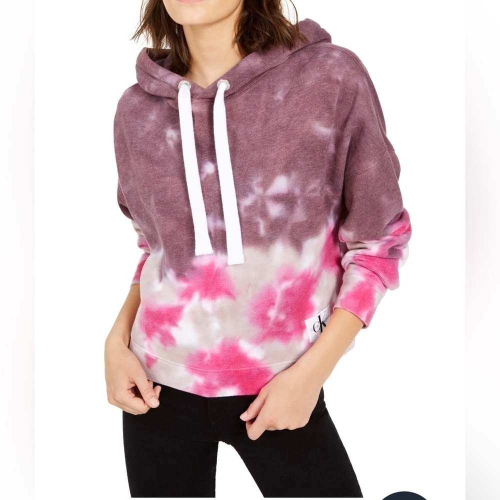 Calvin Klein Tie Dye Logo Crop Hoodie